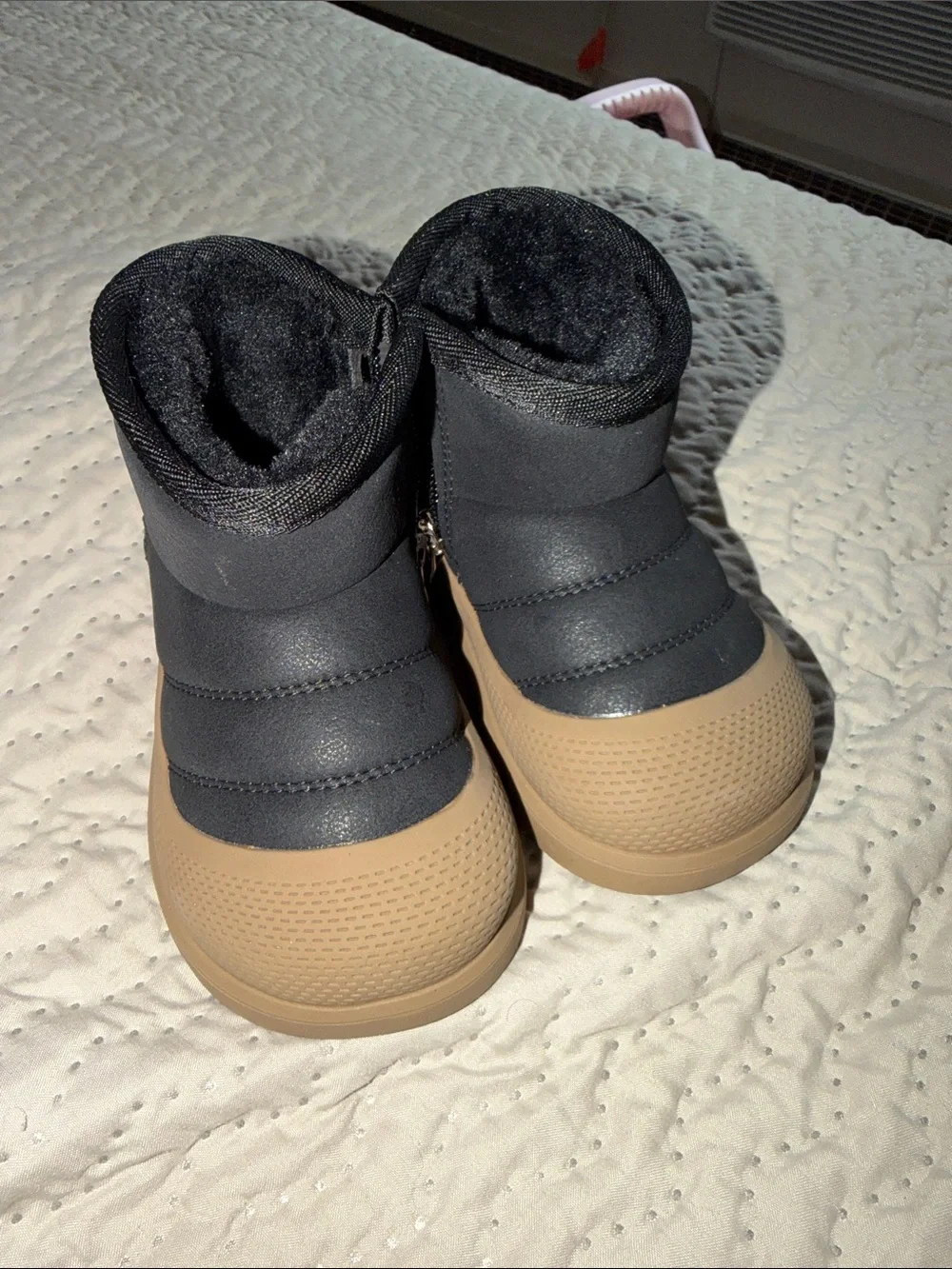 Kids Black and Tan Waterproof Winter Boots